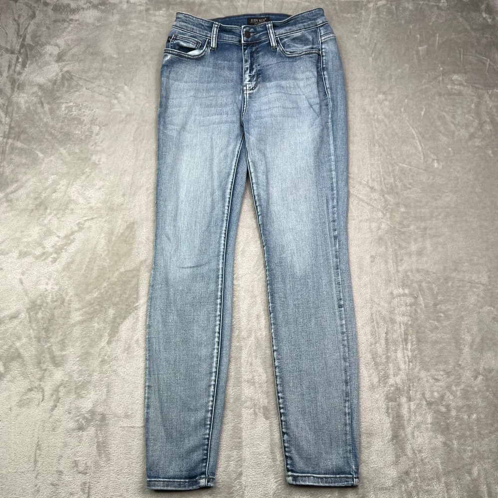 Judy Blue Jeans Womens 29 Skinny Fit Blue Medium Wash‎ High Rise Faded Stretch